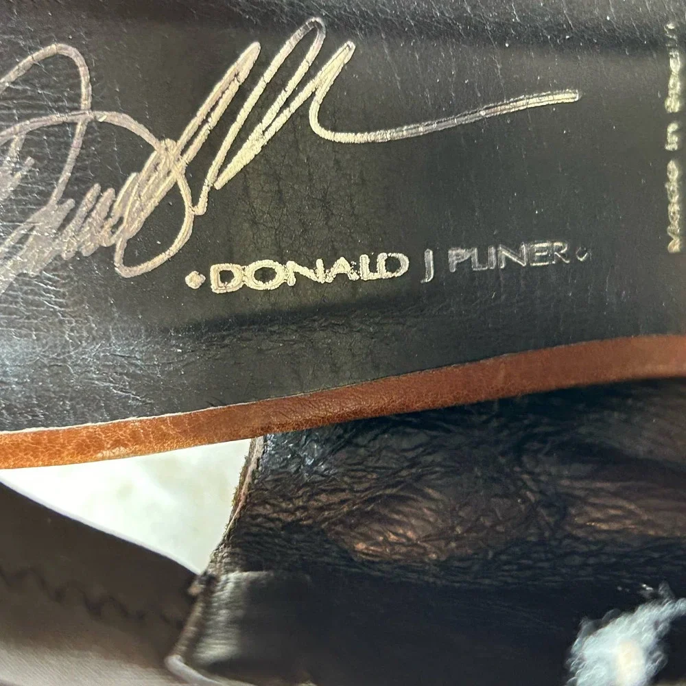 Donald J Pliner Heels Womens 10‎ Saddle Vishad Open Toe Distressed Leather